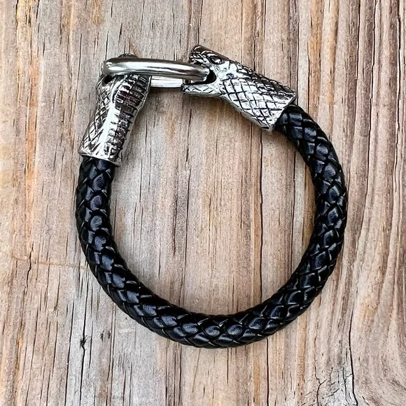 Python Braided Leather Rope Cuff! NEW! - Picture 12 of 16